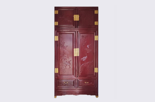 同江高端中式家居装修深红色纯实木衣柜